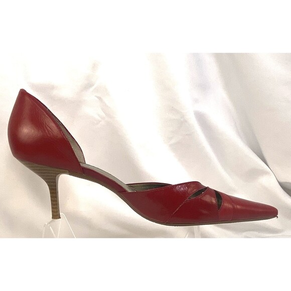UNISA Viscate Pumps Size 7.5 B Red leather pointed toe kitten heels Y2K Retro * - Picture 4 of 13